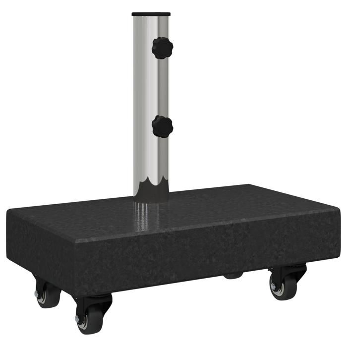 KALISSE Pied de parasol - avec roues pour poteaux Ø38/48mm Granit Noir 25 kg rectangulaire - 25813