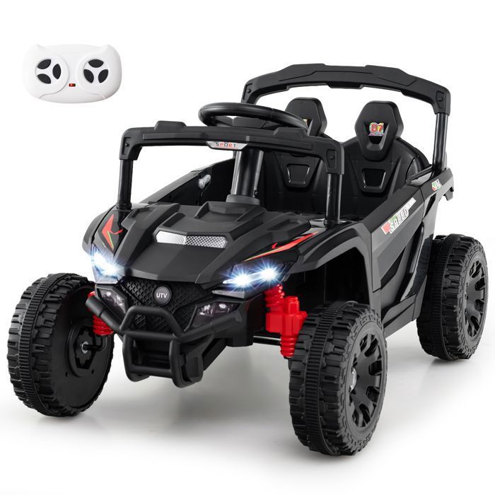 DREAMADE 12V Voiture Électrique pour Enfants avec Télécommande Voiture Électrique Tout-Terrain avec Volant et Pédale Noir
