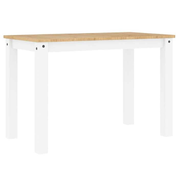 （Blanc）Table à manger 4 places - bois aspect - Panama blanc 117x60x75 cm bois massif de pin SOLDES67599