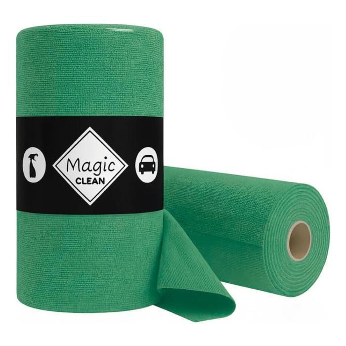 Chiffons microfibres vitre salle de bain voiture meuble réutilisables sans peluche - 75 feuilles déchirables 30x30cm vert