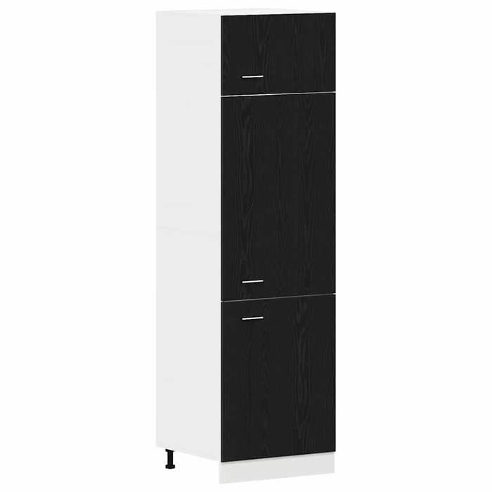 Automne/hiverArmoire bas de cuisine Colonne cuisine - Armoire de Réfrigérateur avec porte Chêne noir 60 x 57 x 207 cm6206250