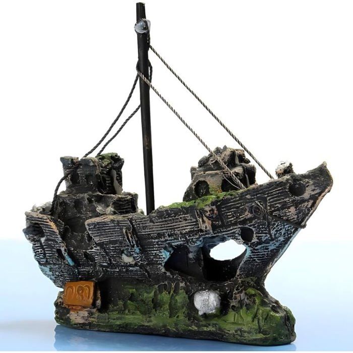 Comparer les prix de Décoration Aquarium Navire Ornement Grotte Corsair Paysage de Châteaux Accessoires pour Poissons et Tortues