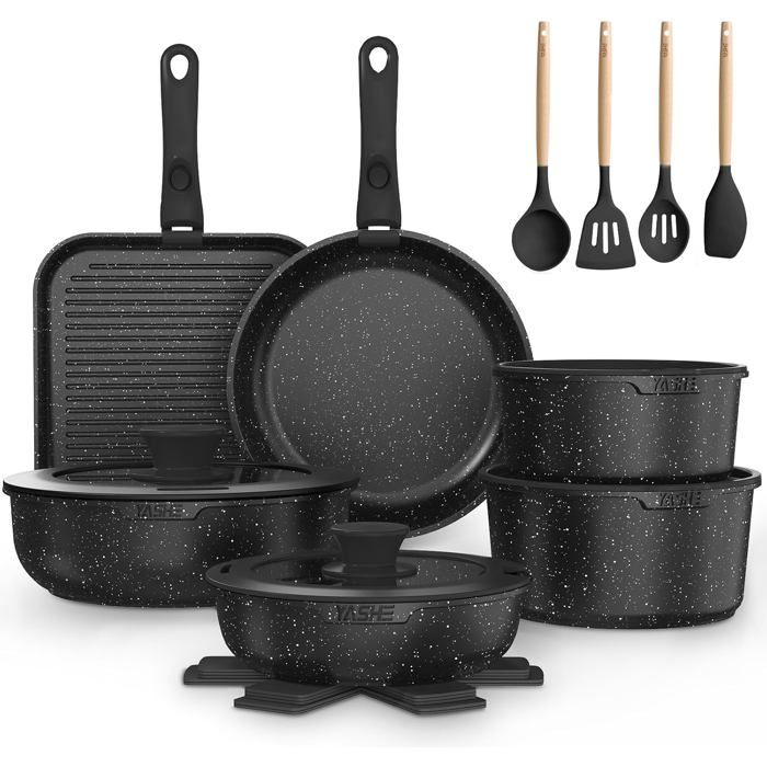 Set De Casseroles 9 Pièces Antiadhésives – Compatible Induction – Poignées Amovibles Et Empilables - 11