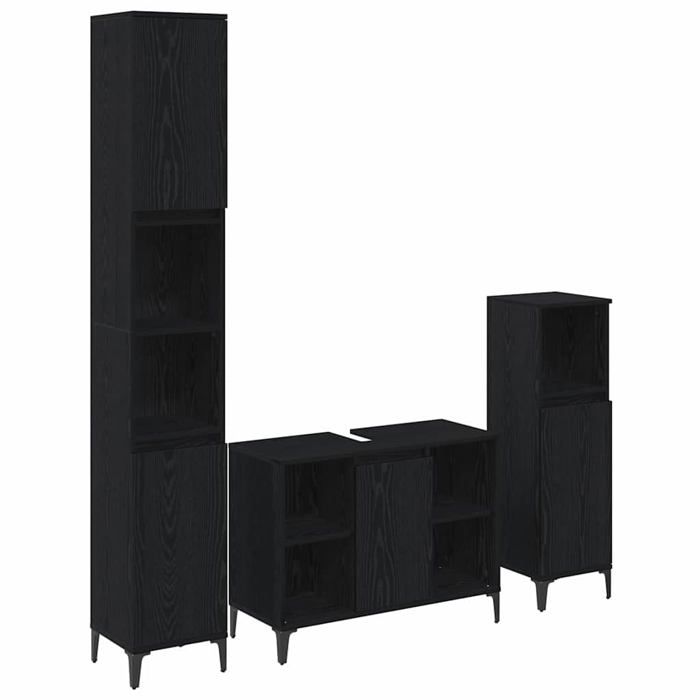 Ensemble de mobilier de salle de bain - vidaXL - Chêne noir - Bois dingénierie - 30x30x190 cm - Rangement généreux