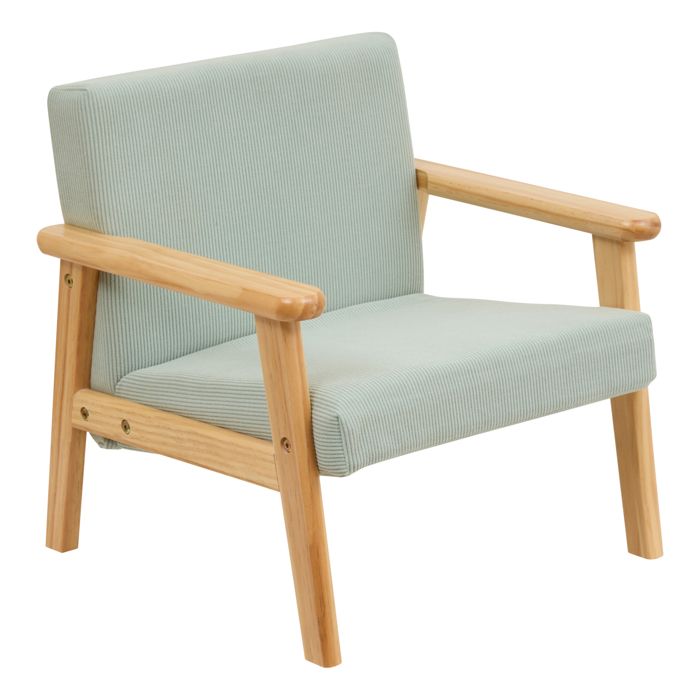 Fauteuil enfant en velours côtelé avec structure en bois Céladon 43x43x46 cm