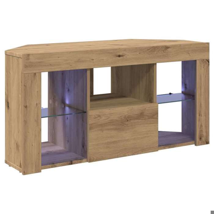 En solde Meuble TV dAngle pour Télévision - CLOUD - Meuble Télé Bas - avec LED - Chêne artisanal 100x40x50 cm LL5534