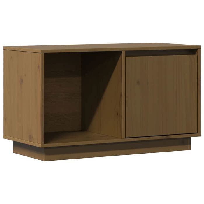 En solde Meuble TV pour Télévision - CLOUD - TABLE TV/BANC TV - Marron miel 74x35x44 cm Bois de pin massif LL4459