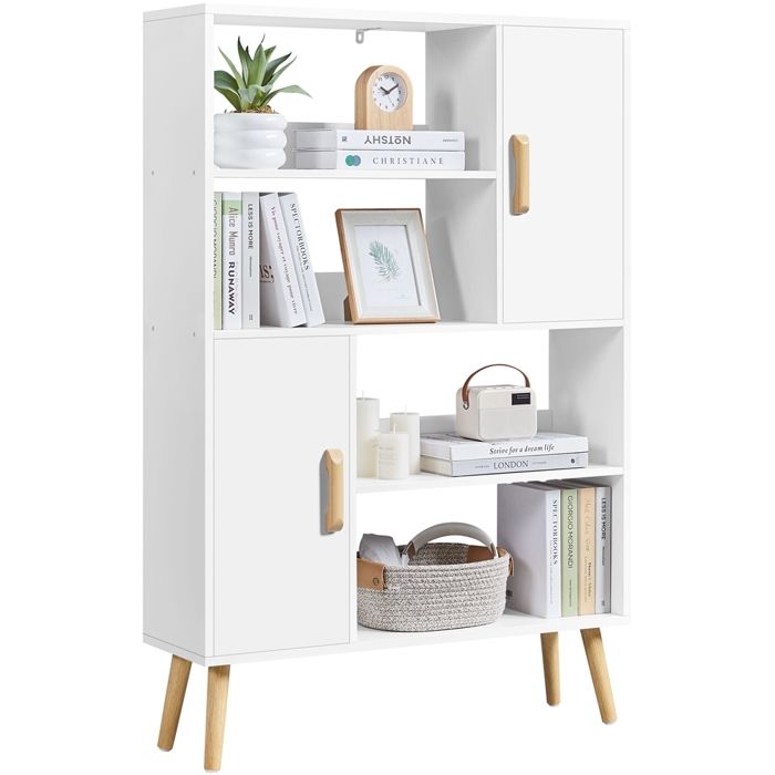 Yaheetech Bibliothèque à 4 Niveaux avec 2 Armoires Bibliothèque Moderne avec Étagère pour Salon Bureau Blanc Yaheetech Bibliothèque à 4 Niveaux avec 2 Armoires Bibliothèque Moderne avec Étagère pour Salon Bureau Blanc