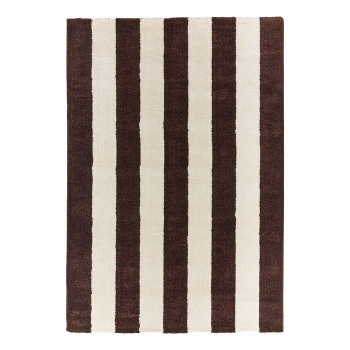 Tapis intérieur rayures marron et blanc 120x160cm - Pablo