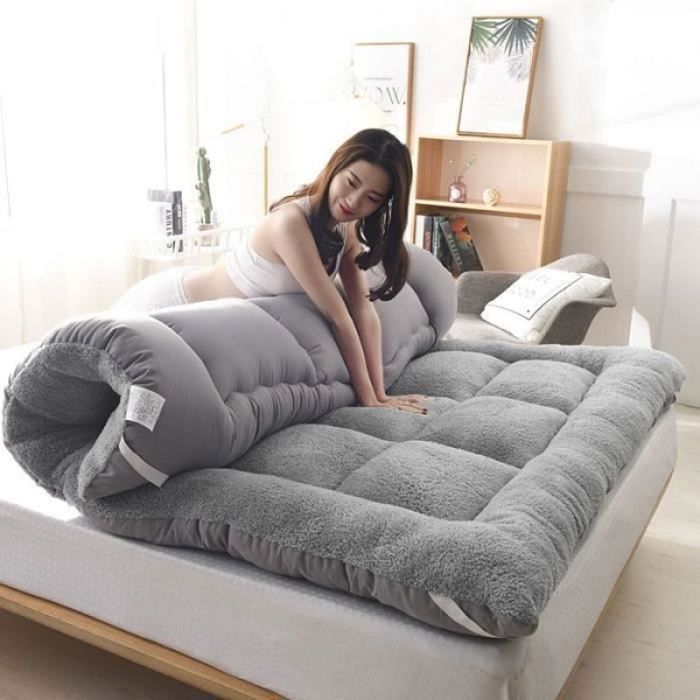 Matelas Futon épaissir de Sol 100x200 cm Tatami Japonais Matelas de Couchage Pliable Lit doreiller de Chaise Longue au Sol Gris