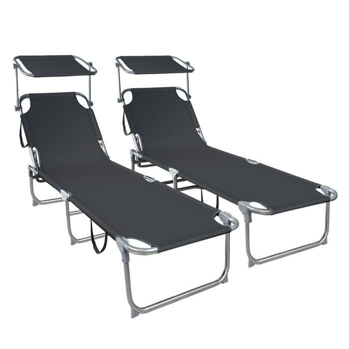 VOUNOT® Transat pare soleil Lot de 2 pcs Noir