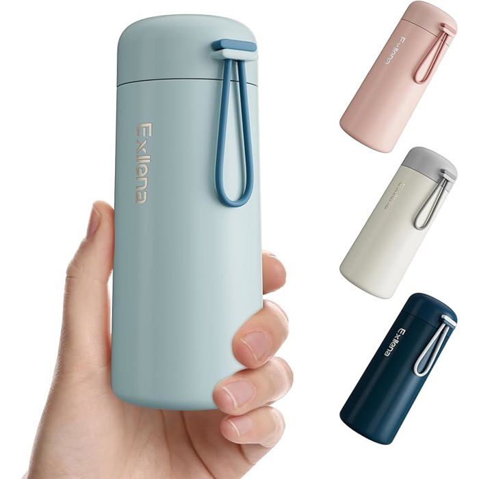 Gourde Isotherme 250ml Petite Bouteille Isotherme en Acier Inoxydable pour Boissons Chaudes et Bleu Grisâtre 250 m FILM ALIMENTAIRE