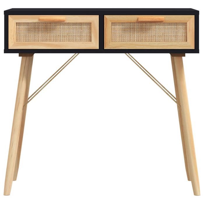 Table console de Salon - Design Classique - noir - Table console Noir 80x30x75cm - bois massif pin /rotin naturel @9204212 1401dml6