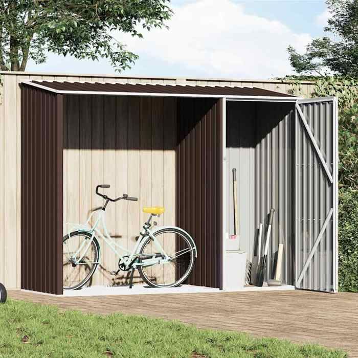 Abri à Bois de Jardin - vidaXL - armoire rangement - résistant pluie UV - acier galvanisé - marron - 245 x 98 x 159 cm@eoq75w