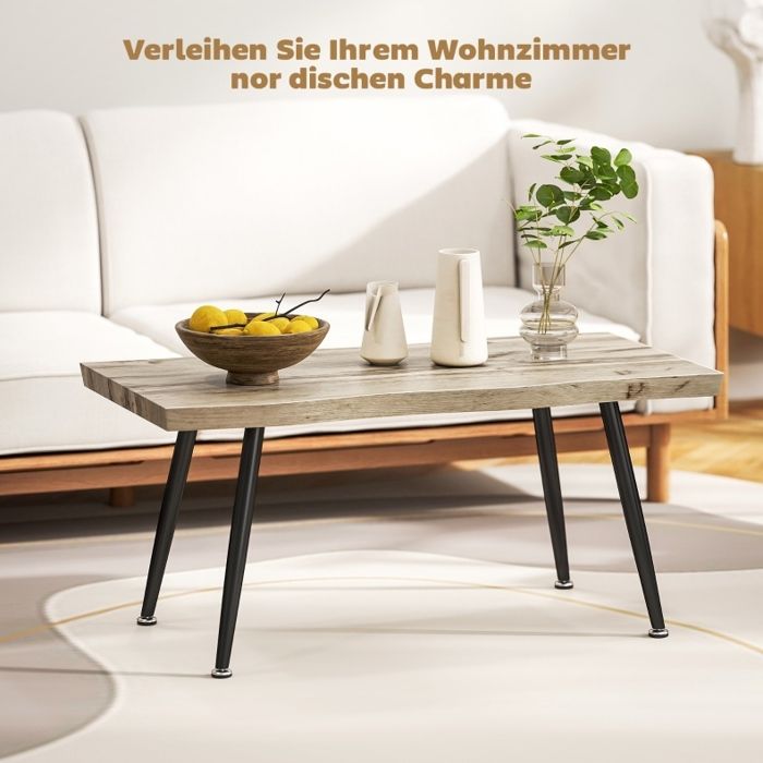 Table Basse Rectangulaire Aspect Chene Table De Salon Scandinave FloraGrace Pour Salon Et Sejour Facile A Assembler 100x50x45cm