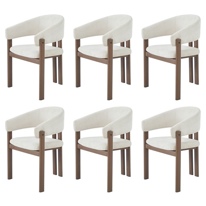 Lot de 6 chaises avec accoudoirs-Pieds en Bois -Design scandinave Moderne pour Salle à Manger-Assise Confortable-couleur noyer