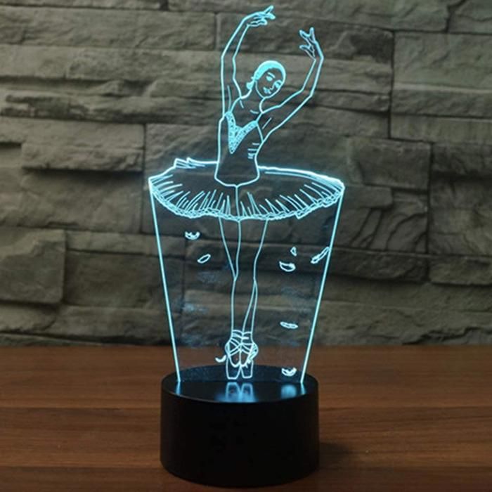 Lampe de chevet LED à illusion doptique 3D lampe de nuit tactile 7 couleurs style Art Déco pour enfant