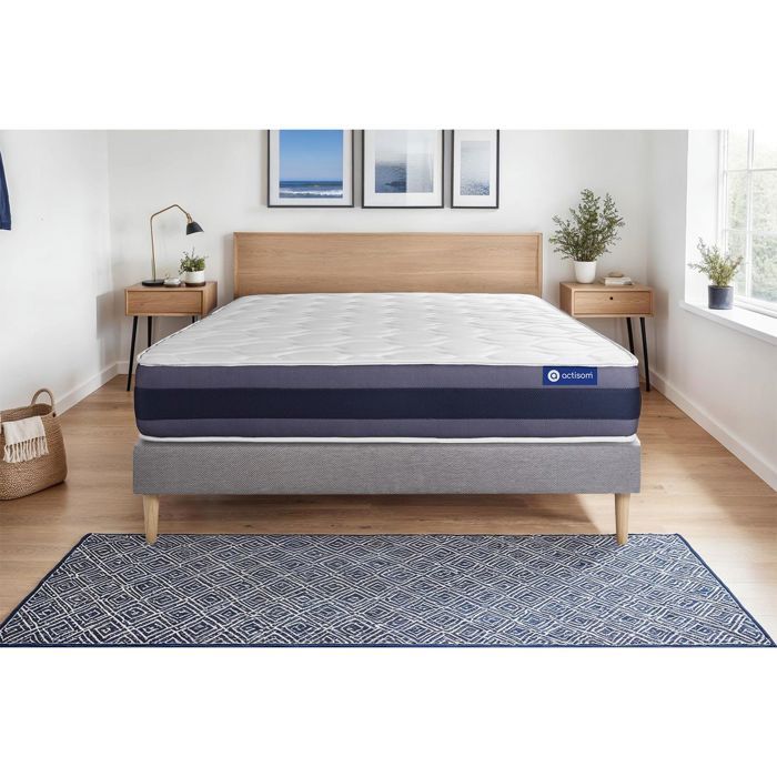 Ensemble Matelas Sommier 180x200 cm - Sommier Gris (en kit) - Actiflex Morpho