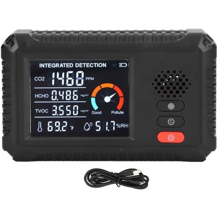 Moniteur De Qualité De L'air 5 En 1 - Moniteur De Qualité De L'air Intérieur - HCHO TVOC AQI - Testeur De Compteur Blanc