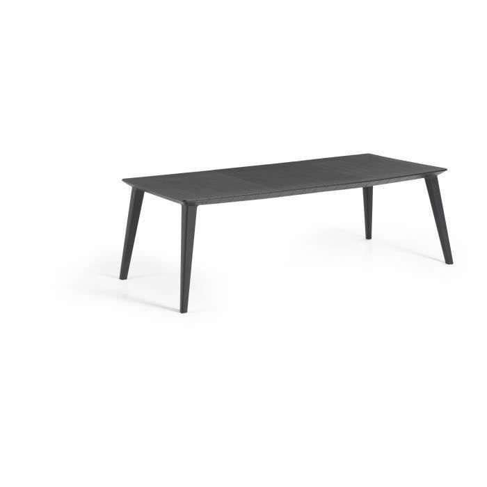 shot case - table de jardin - rectangulaire - gris graphite - en résine - 8 a 10 personnes - lima - allibert by keter