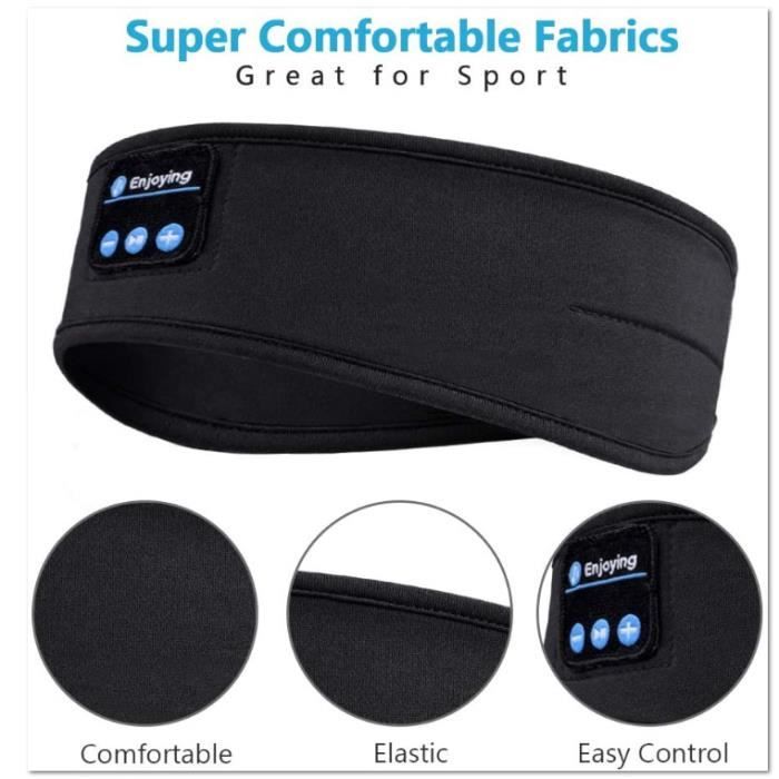 Bandeau écouteur Bluetooth Pour Sommeil Et Sport - Haut-parleurs Fins, Confortable !
