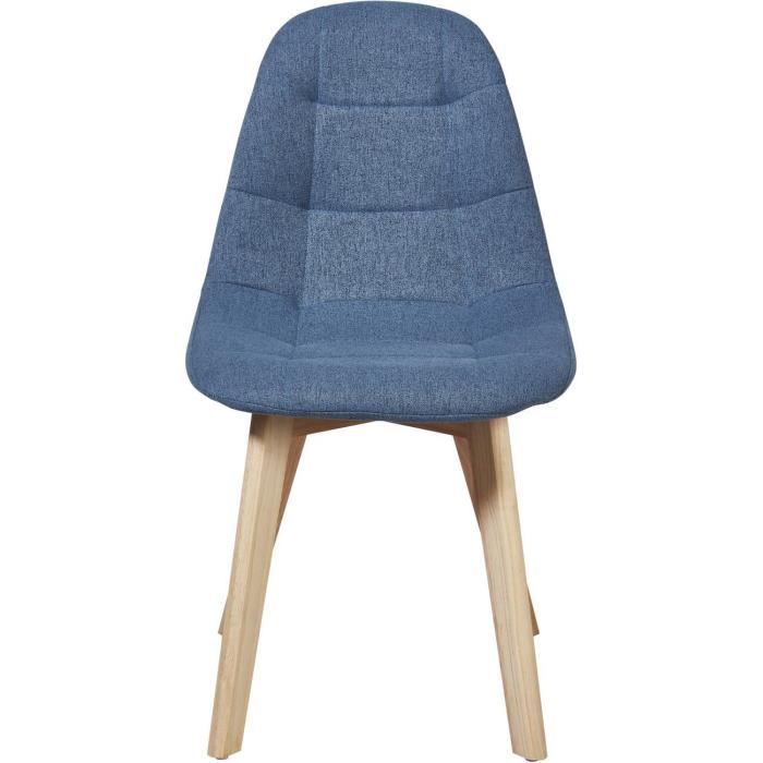 lot de 4 - chaise sulta bleu canard - assise tissu pieds bois
