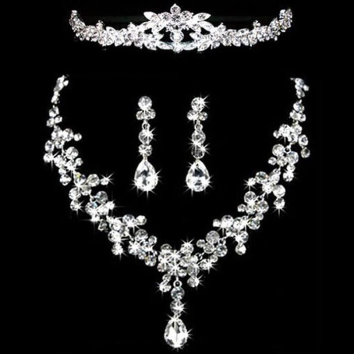 atyhao ensemble de bijoux de mariage ensemble de bijoux pour femmes, ensemble de boucles d'oreilles et bijoux diademe 3 pièces