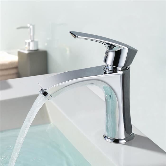 AuraLum LONHEO Unique Robinet Salle de Bain Mitigeur de Lavabo Corps en Liaton Robinet Lavabo Mitigeur /Évier Saae de Bain Couleur Noir