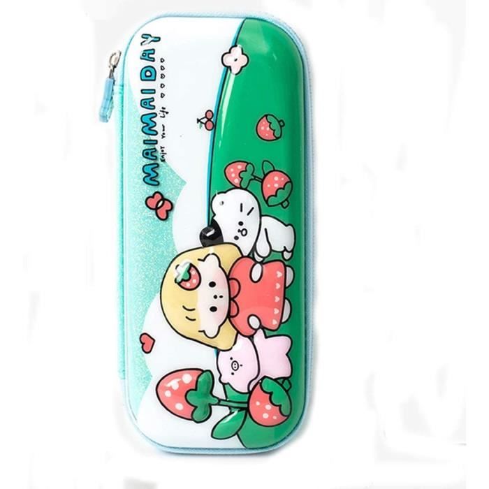 Ansamy Trousse Scolaire Animal Trousse Ecole 2 En 1 En Silicone Souple Avec Animal Autocolant - Kawaii Trousse à Crayons Scolaire Enfant Étui École Fourni (Ours