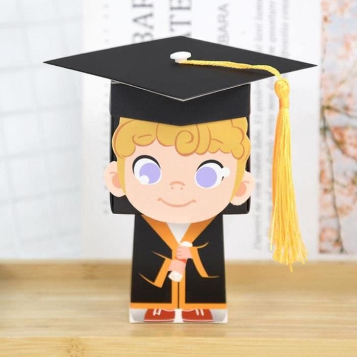 20 Boîtes à Chapeau De Graduation - Coiffe Diplômé En Papier, 6x6x9cm, Pour Bonbons, Cadeaux, Fête De Fin D'études