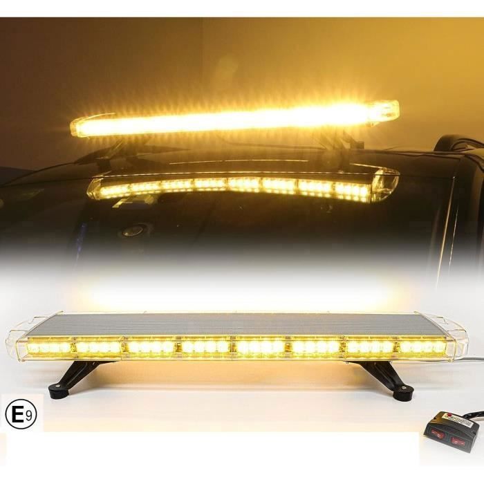 Gyrophare LED Magnétique 12V - 24 LED Orange - 7 Modes Flash - Pour Voiture