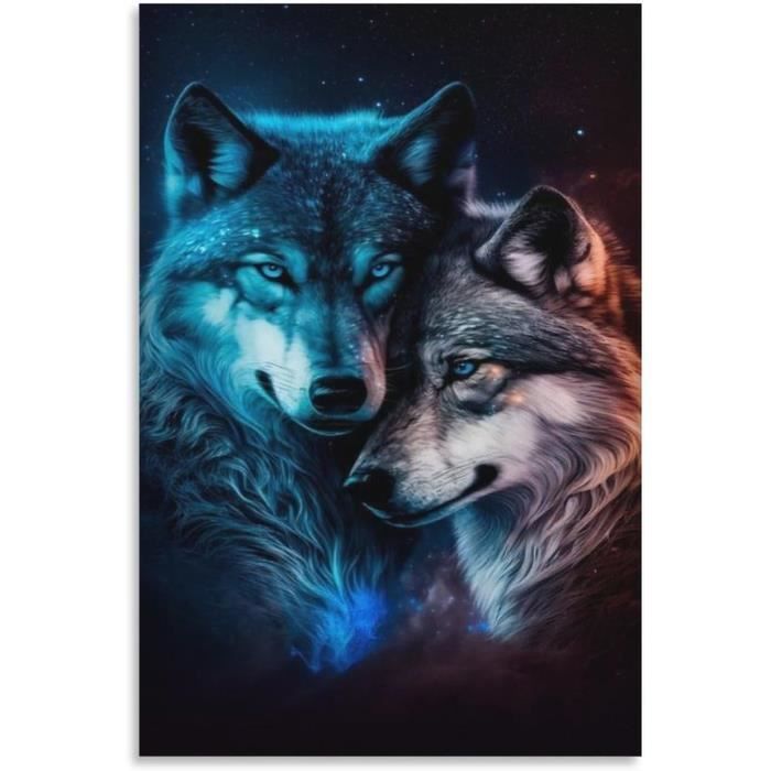 Tableau Sur Toile Loup – Décoration Mural Animal Sauvage – Toile Non Encadrée, Non Tendue – Neuve
