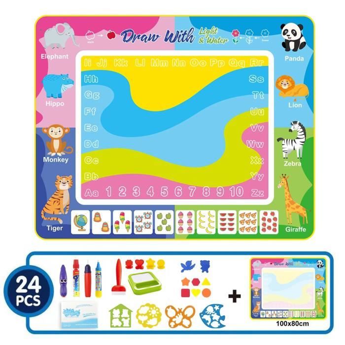tapis de dessin à l'eau magique,tapis de gribouillage à colorier avec  stylos magiques,jouets Montessori,tableau - New T 100x80cm