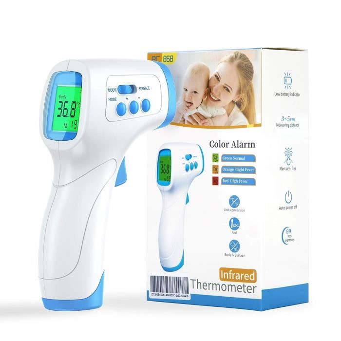 Thermomètre Thermomètre Frontal Infrarouge Médicale Thermometre sans  Contact pour Adulte Enfant bébé, Affichage LCD Mode avec