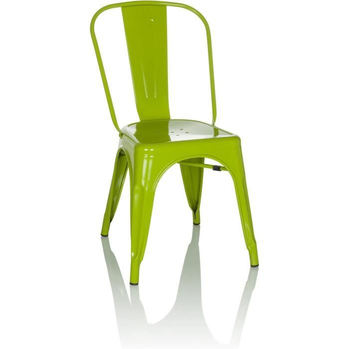 chaise bistrot vantaggio comfort métal vert - hjh office - empilable - extérieur - style industriel