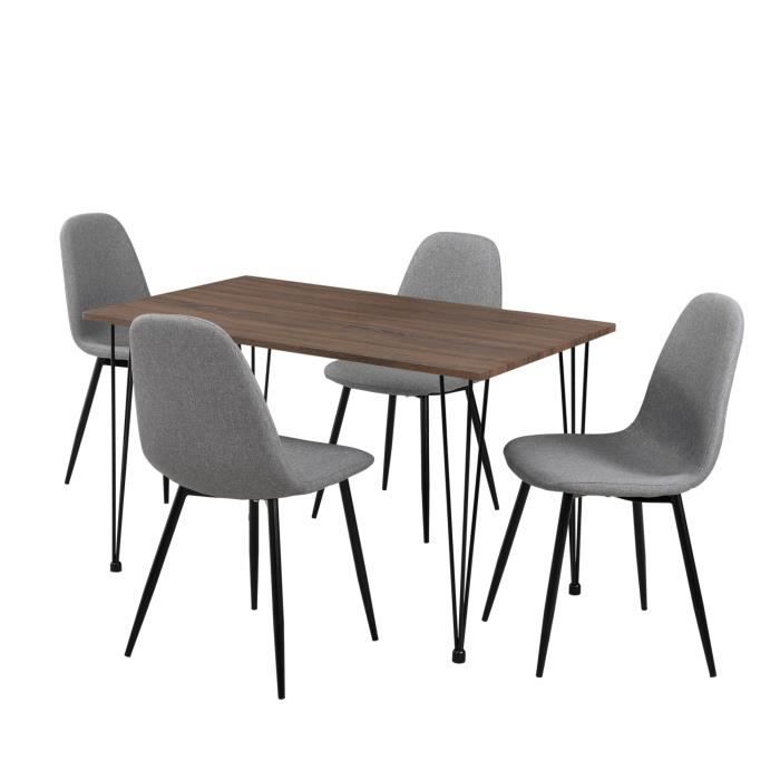 table salle à manger - marque - aspect bois - rectangulaire - 4 places - gris