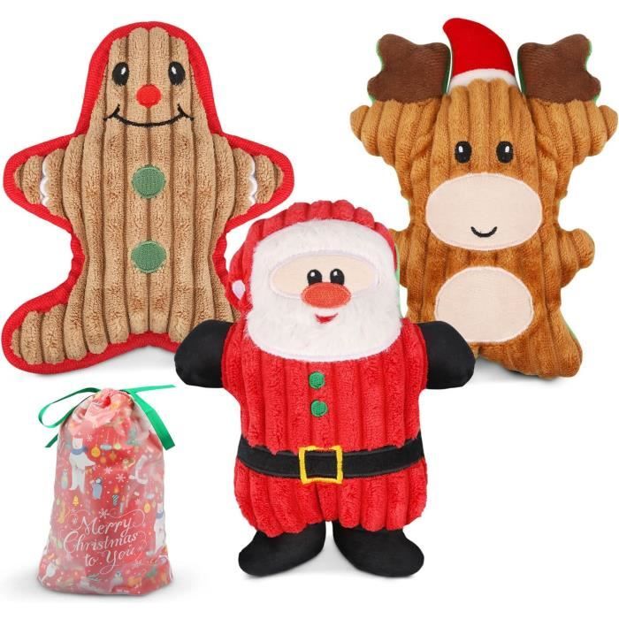 Lot De 3 Jouets De Noël Pour Chien - Canne En Corde Bonbon, Balle, Jouets à Mâcher Pour Petits/moyens Chiens
