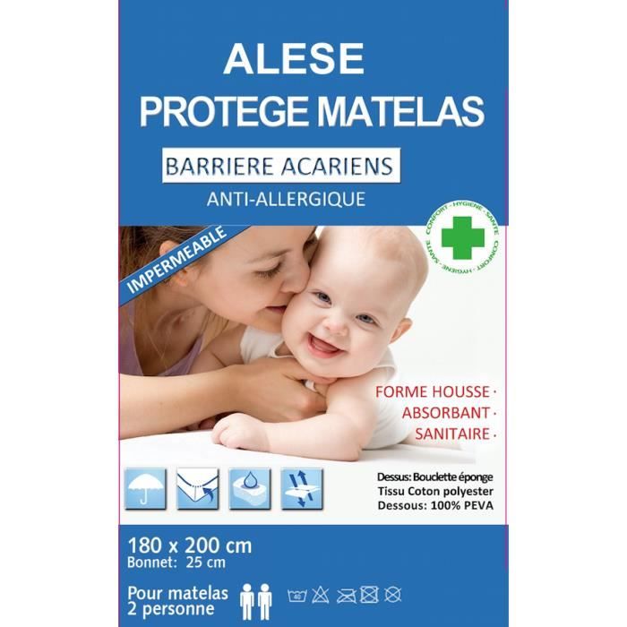 Alése (180X200) protège-matelas Imperméable Anti-Acariens Anti
