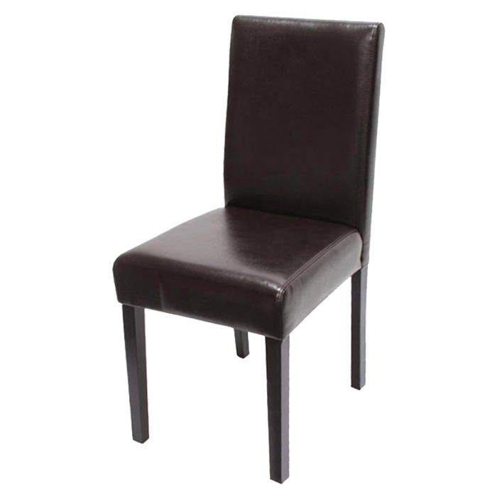 Chaise de salle a manger cuisine en synthetique marron pieds en bois fonce design moderne 04_0002341