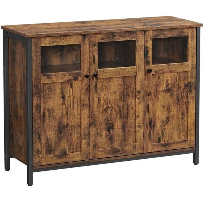 Buffet haut - Helloshop26 - Meuble de rangement avec placard 3 portes - Style industriel Buffet haut - Helloshop26 - Meuble de rangement avec placard 3 portes - Style industriel