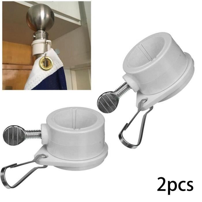 Anneaux De Fixation Pour Mât De Drapeau Avec Mousqueton - Pivotant 360°, Aluminium Argenté, Diamètre 30 Mm - 13