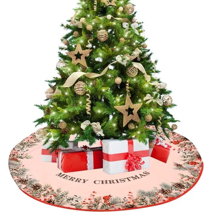 Jupe de Sapin de Noël Tapis Sapin de Noël 90 * 90cm Rond Jupe de Sapin