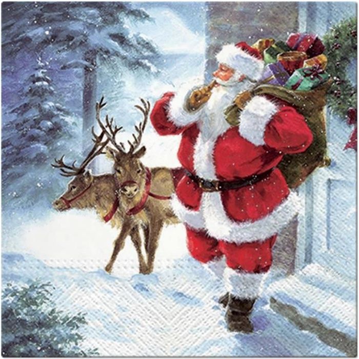 Mnsruu Serviette de Bain Motif Père Noël avec Renne Rouge 76 x 38 cm