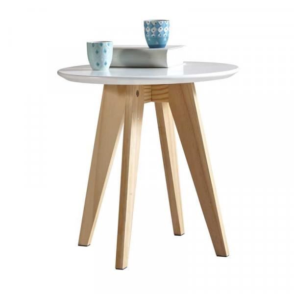 table d'appoint en bois naturel et blanc- nice - blanc - bois - l 40 x l 40 x h 40 cm - table d'appoint