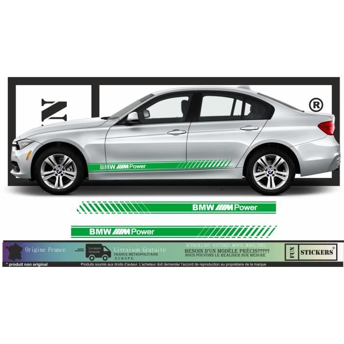 BMW M - Série 1 2 3 4 5 6 7 X1 X2 X3 X4 X5 X6 Bandes de Bas de Caisse Vert  - Tuning Sticker Autocollant Graphic Decals