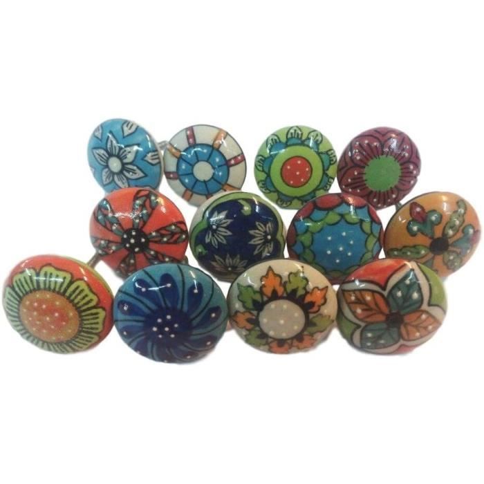 Lot De 13 Boutons Vintage Année 90 Doré Bleu Acrylique - Pied 1,7 Cm - Réf. 5410