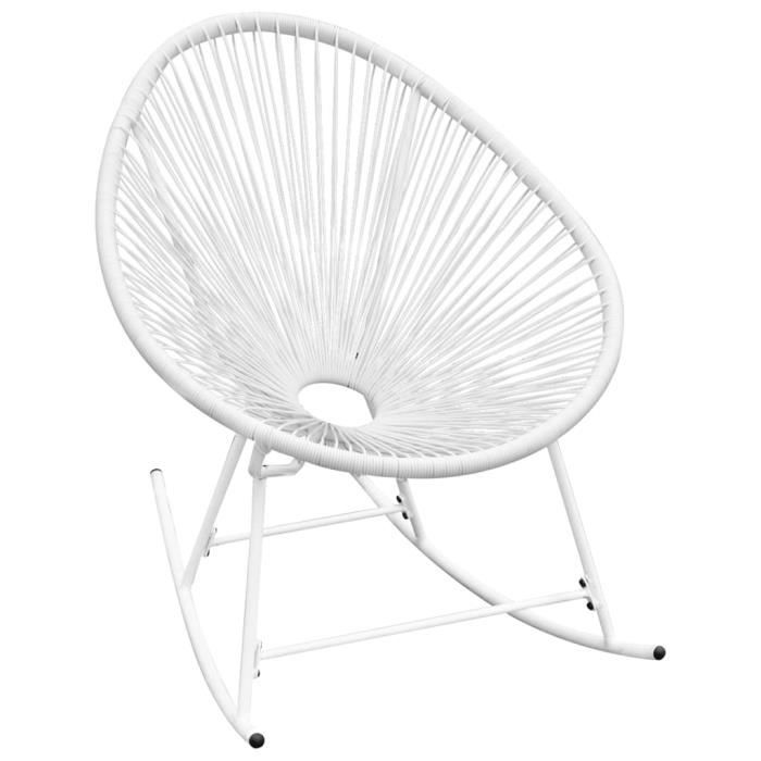 mag- fauteuil à bascule moderne - design ergonomique - chaise de relax berçant de jardin blanc résine tressée-7525