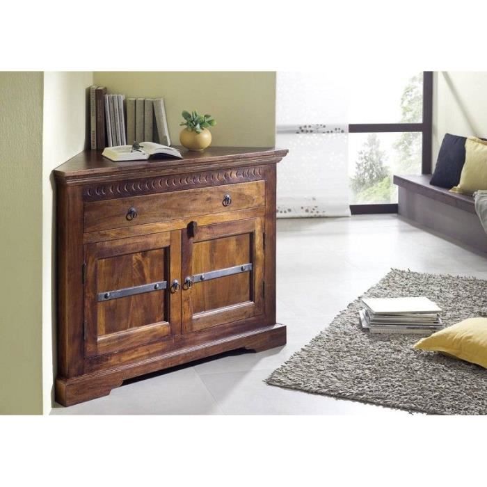 Buffet dangle - Bois massif dacacia laqué (Nougat) - Style colonial - OXFORD #505