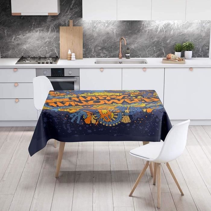 Lot De 2 Nappes Jetables Halloween Squelette Noir 270x120 Cm - Matière PEVA, Pour Décorer Table Fête, Dîner Thématique, Facile à Nettoyer