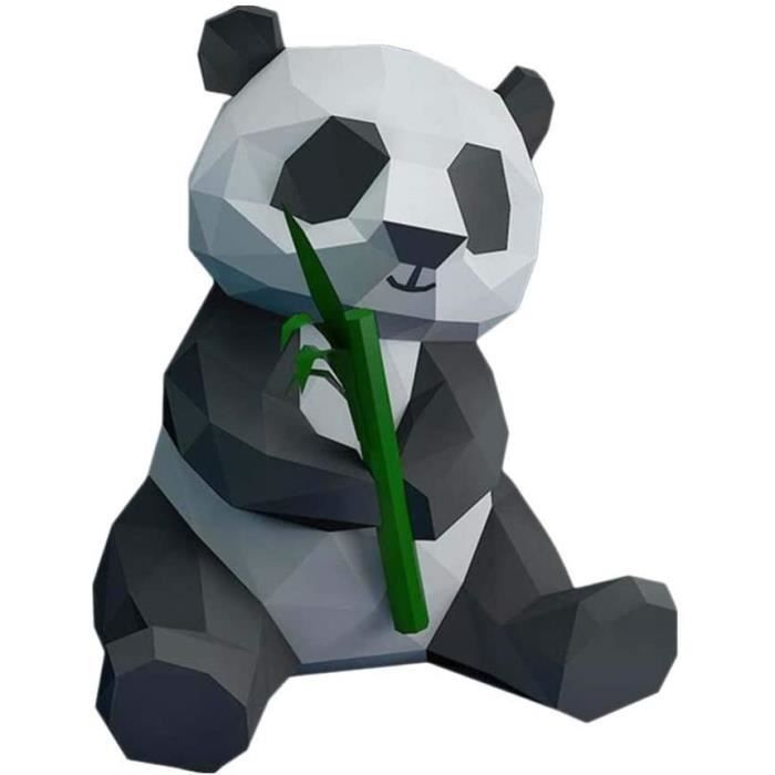 Statue,Panda Et Bambou 3D Papier Modèle Géométrique Origami Papier